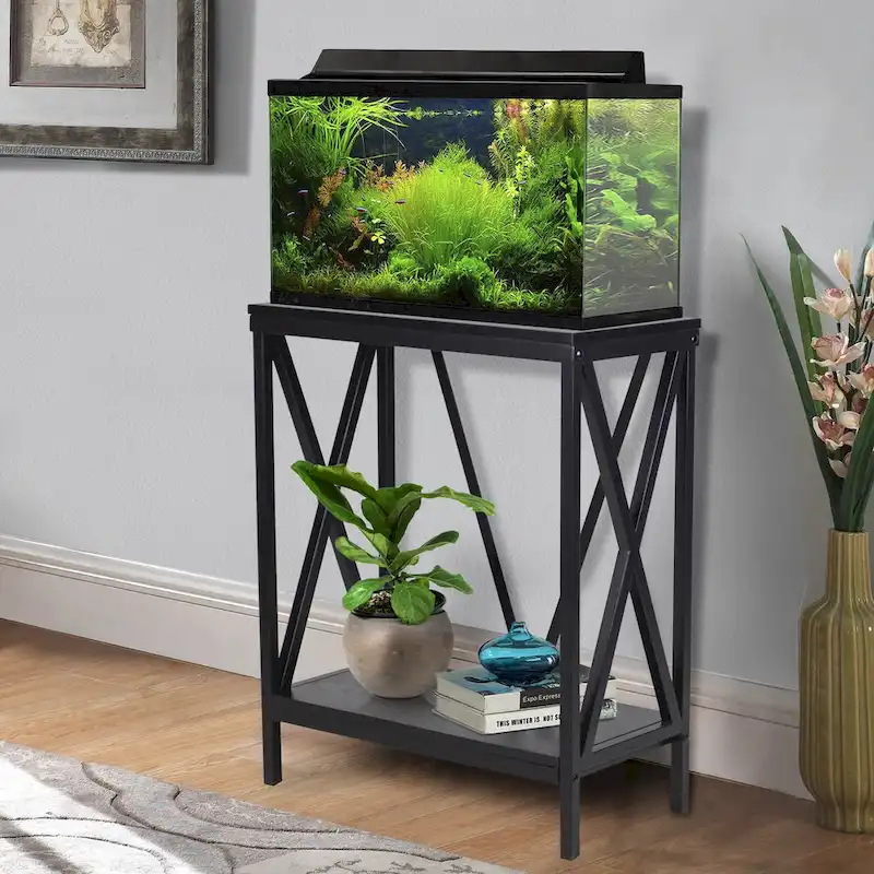 Black X-Frame Steel Aquarium/Terrarium Stand, 1-Tank, 20 Gal