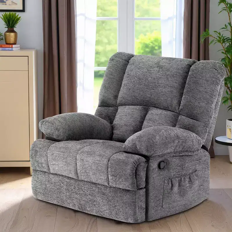 MAYEERTY Limestone Oversized Rocking Recliner Sofa for Adults, Chenille, Perfect for Living Room