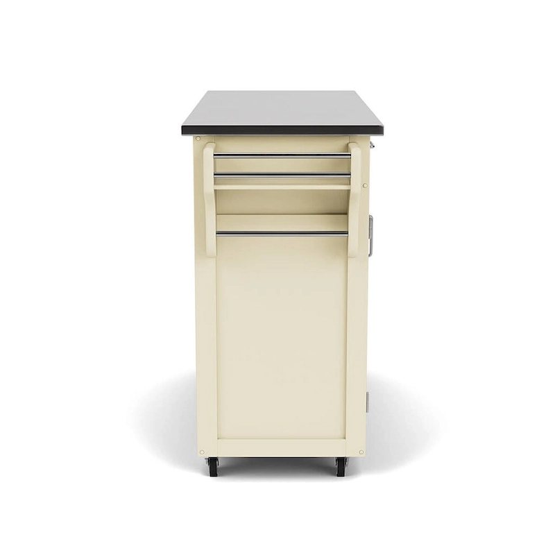 Puff Island White Finish with Stainless Steel Top Kitchen Cart