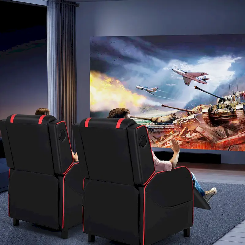 Gymax Massage Gaming Recliner Chair PU Leather Single Recliner Sofa