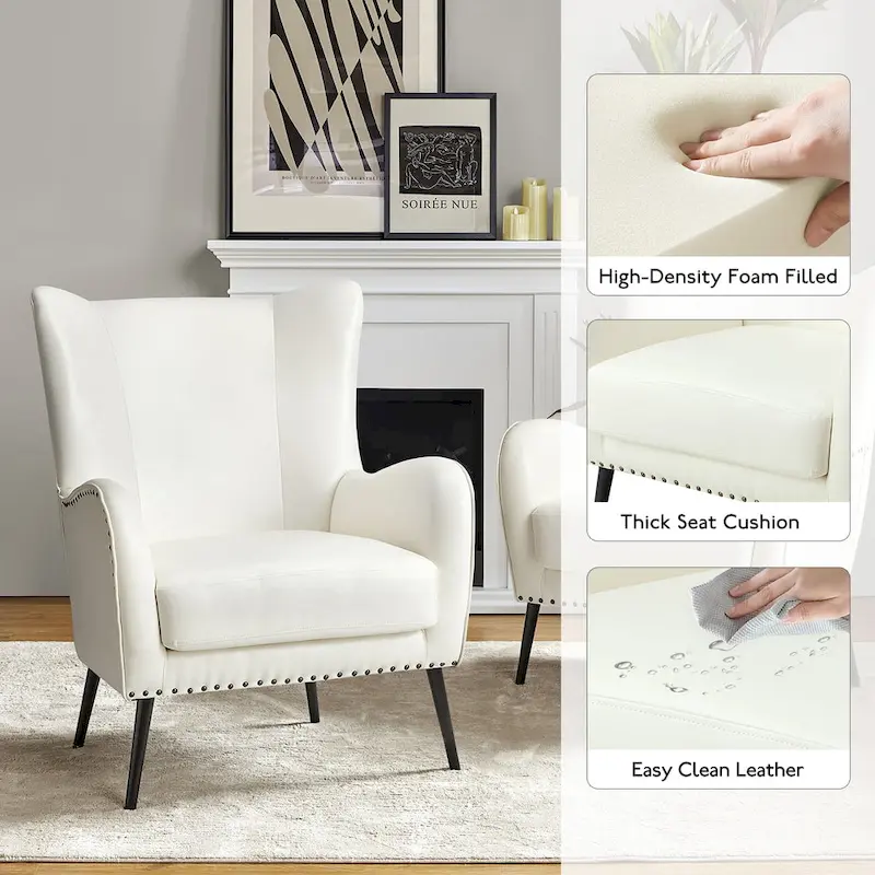 Invidiae Wooden Upholstered Armchair with Metal Legs