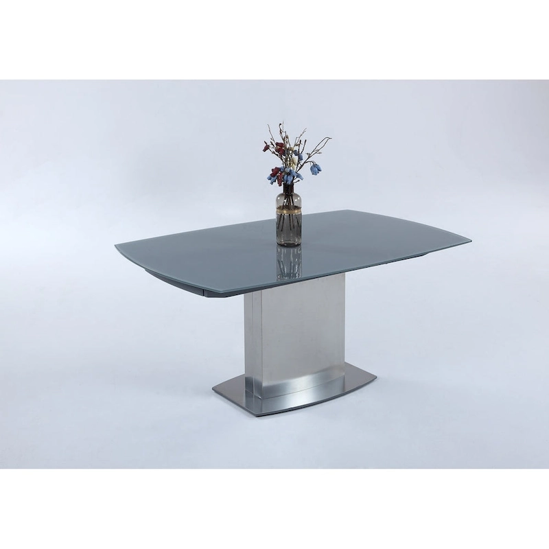 Somette Maya Dining Table with Glass Top - Grey/Silver