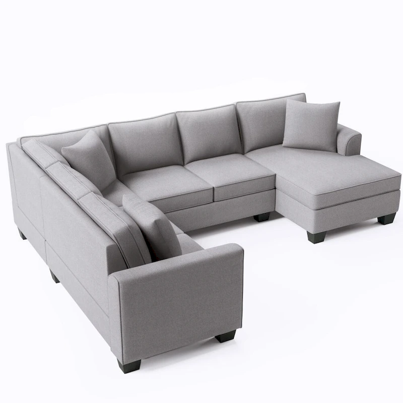 110*86 Sectional Sofa Upholstered Modern English Arm Classic U-shaped Sofa 3 Pillows Included
