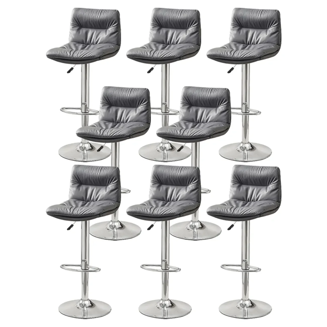 Modern Leather Saddle Swivel Adjustable Bar Stool