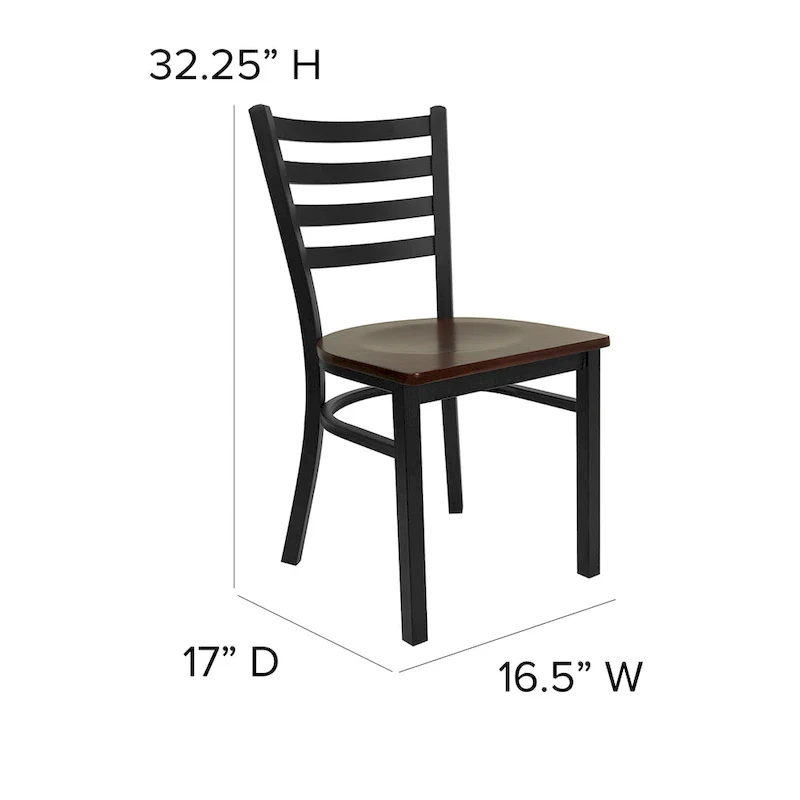 Ladder Back Metal Restaurant Chair - 16.5W x 17D x 32.25H - 16.5W x 17D x 32.25H