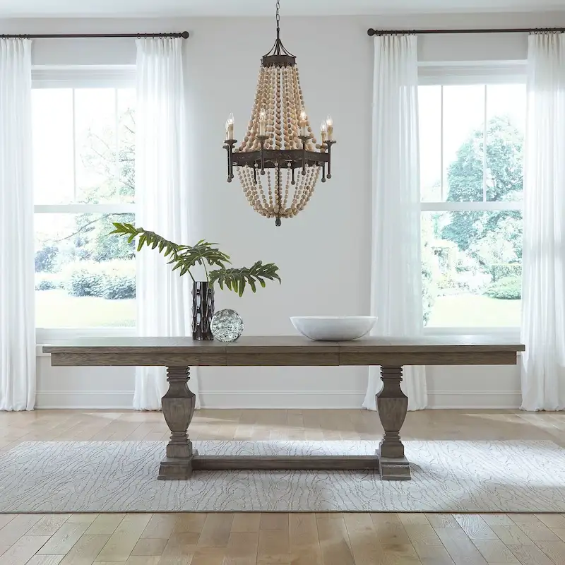 Havana Brown Trestle Dining Table, Seats up to 8