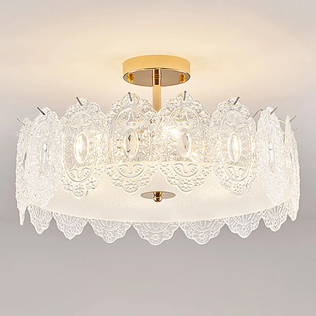 Modern Elegant Feather Glass Semi Flush Ceiling Light