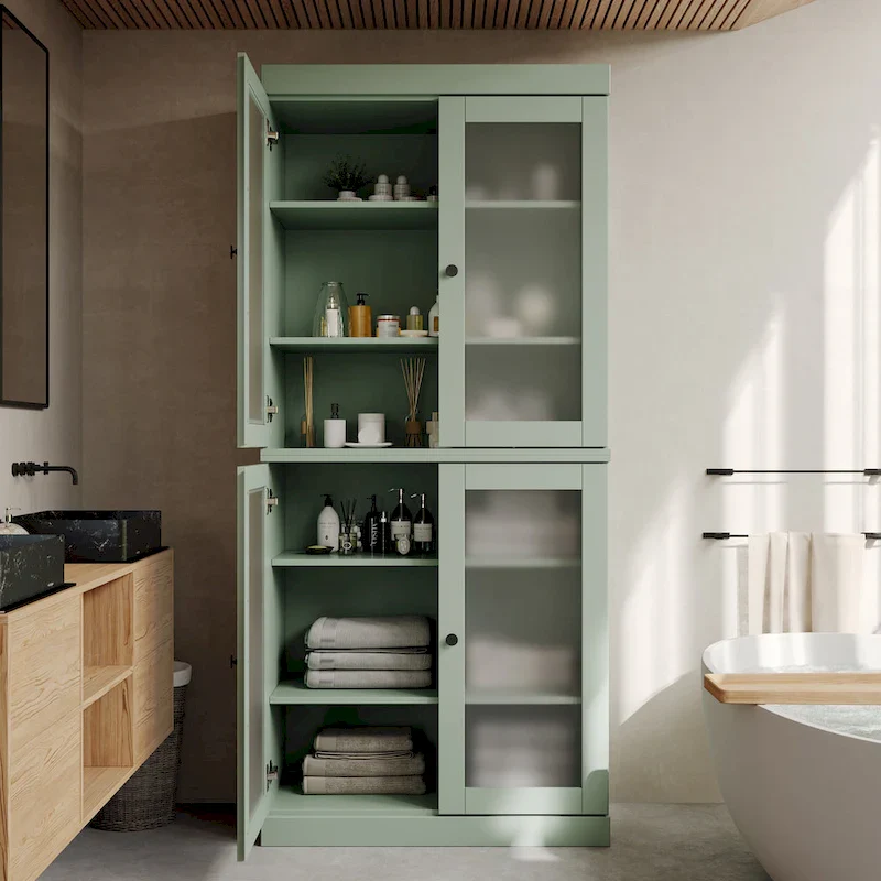 100% Solid Wood 32  Bathroom Cabinet with Optional Doors by Palace Imports