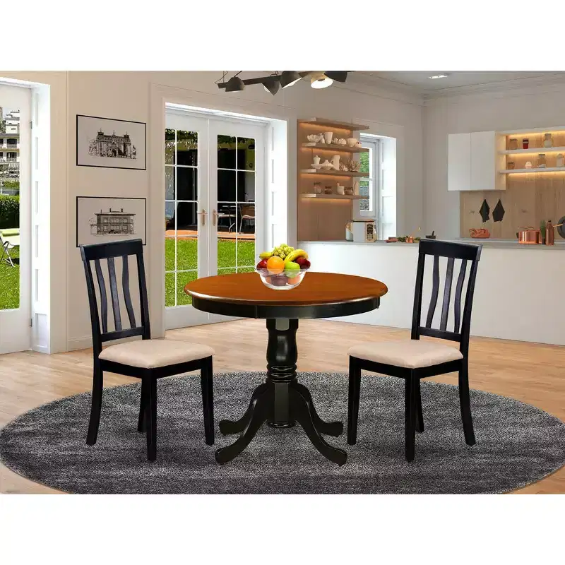 HomeStockKitchen Dining Table Set with 2 Chairs Modern Black