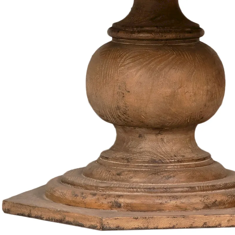 59-inch Round Reclaimed Pine Antique Natural Carved Pedestal Dining Table