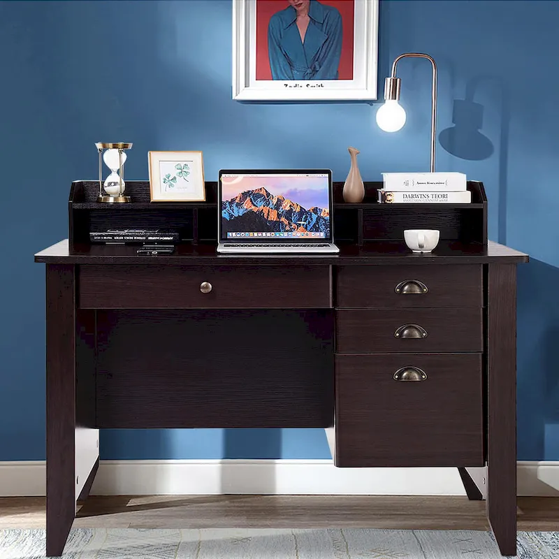 Wooden Computer Writing Desk Office Study Table with Drawers
