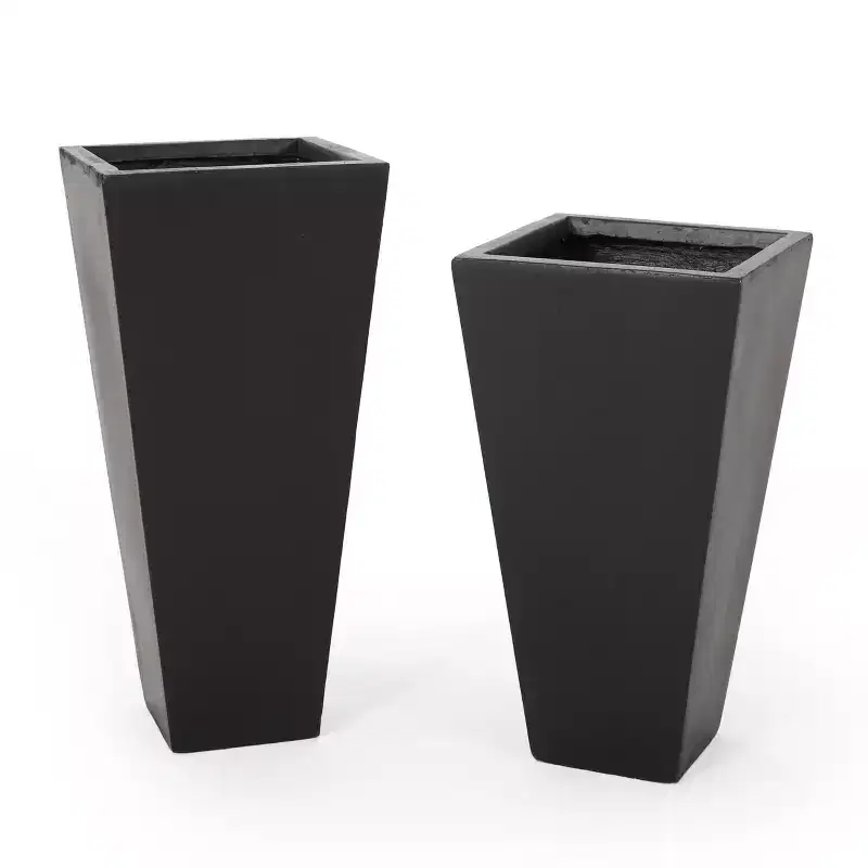 Christopher Knight Home Ella Outdoor Modern Medium and Small Cast Stone Planters (Set of 2)
