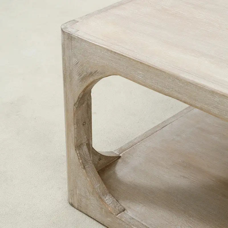 Artissance Reclaimed Wood Peking Ming Coffee Table, Large, 67 Inch Long, Weathered White Wash