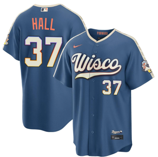 DL Hall Milwaukee Brewers Mineral Blue 2026 City Connect Stadium Jersey