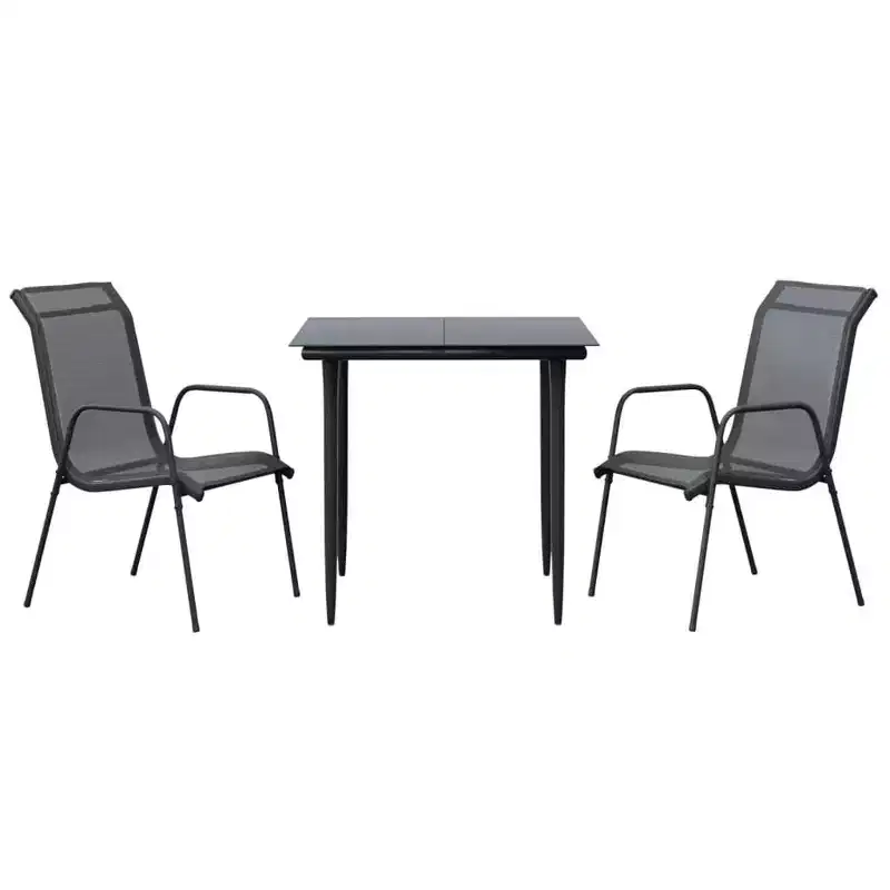 vidaXL Patio Dining Set Outdoor Table and Chair Steel and Textilene