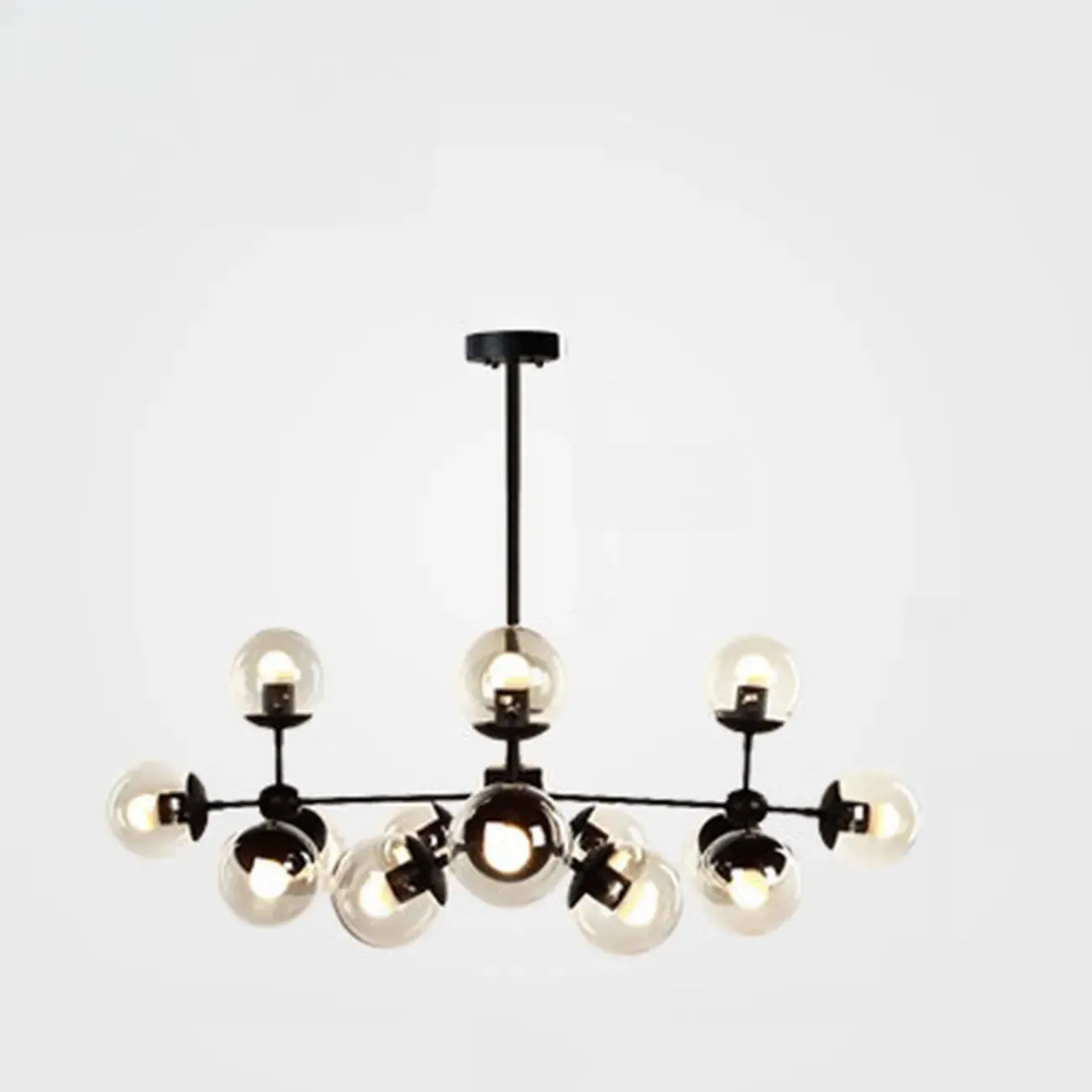 Multi-Light Modern Black LED Chandelier with Geometric Design