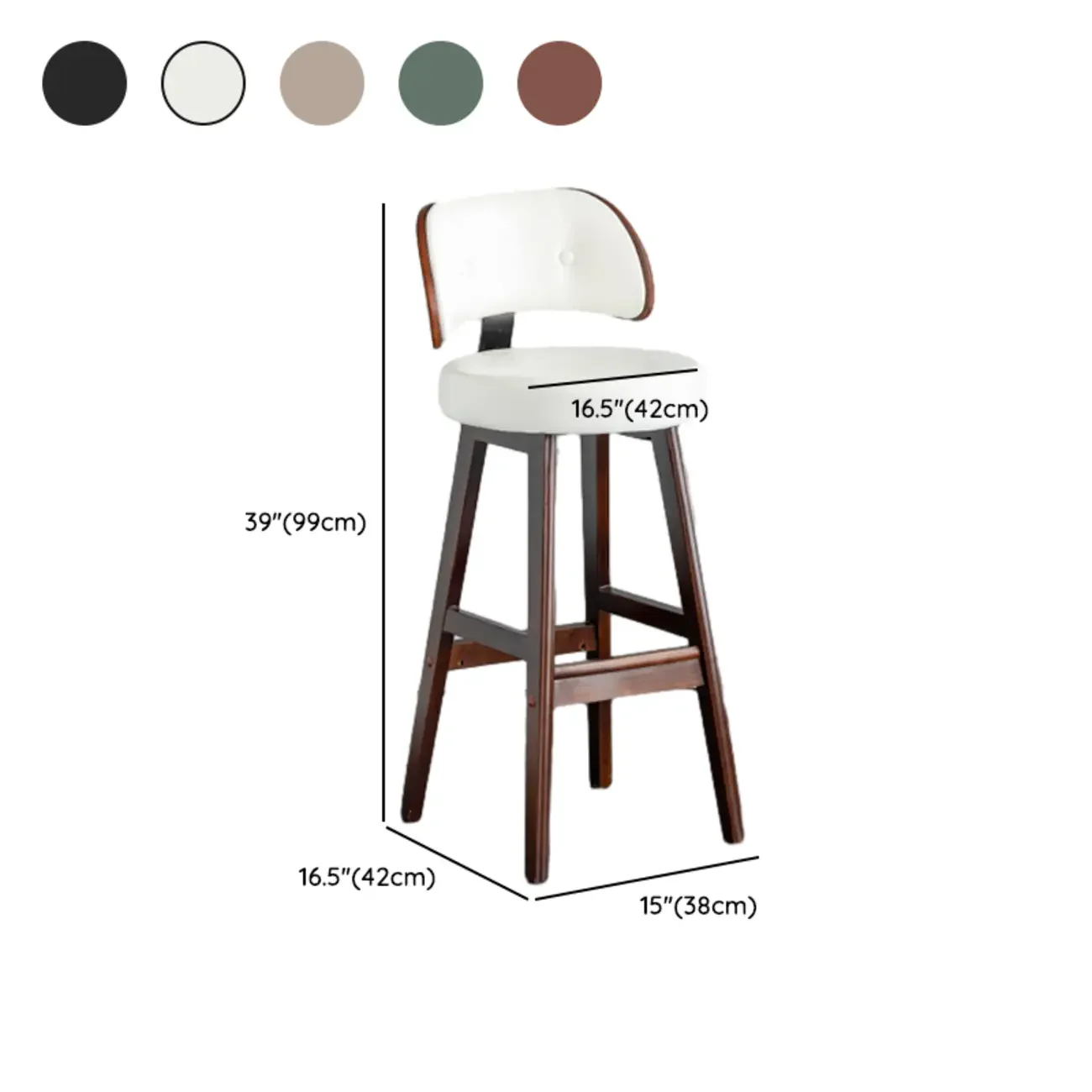 Modern Wood Upholstered Bar Stools with Back