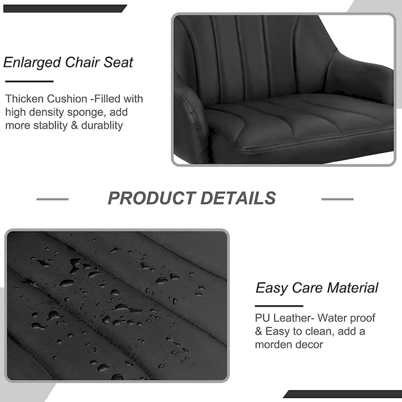 Adjustable Armless Swivel PU Leather Bar Stools Chrome Air Lift Counter Height Stools Set of 4