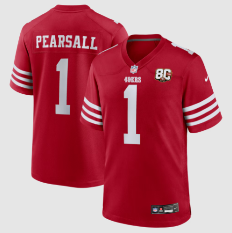San Francisco 49ers Ricky Pearsall Scarlet 80th Anniversary Game Jersey