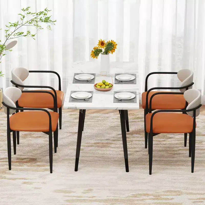 Costway Upholstered Dining Chairs Set of 2/4 with Cushioned Backrests & Seats Sturdy