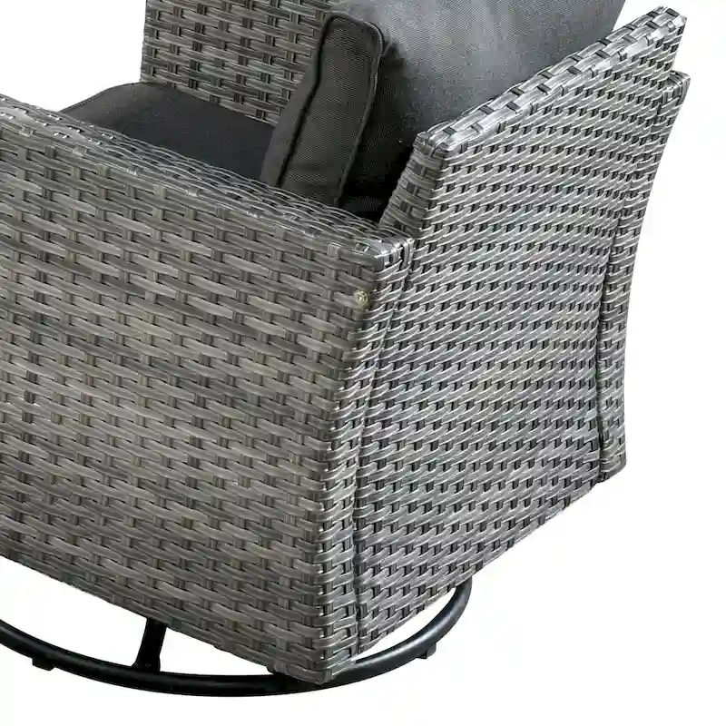 HOOOWOOO 10-piece Grey Rattan Patio Furniture Set with Fire Pit