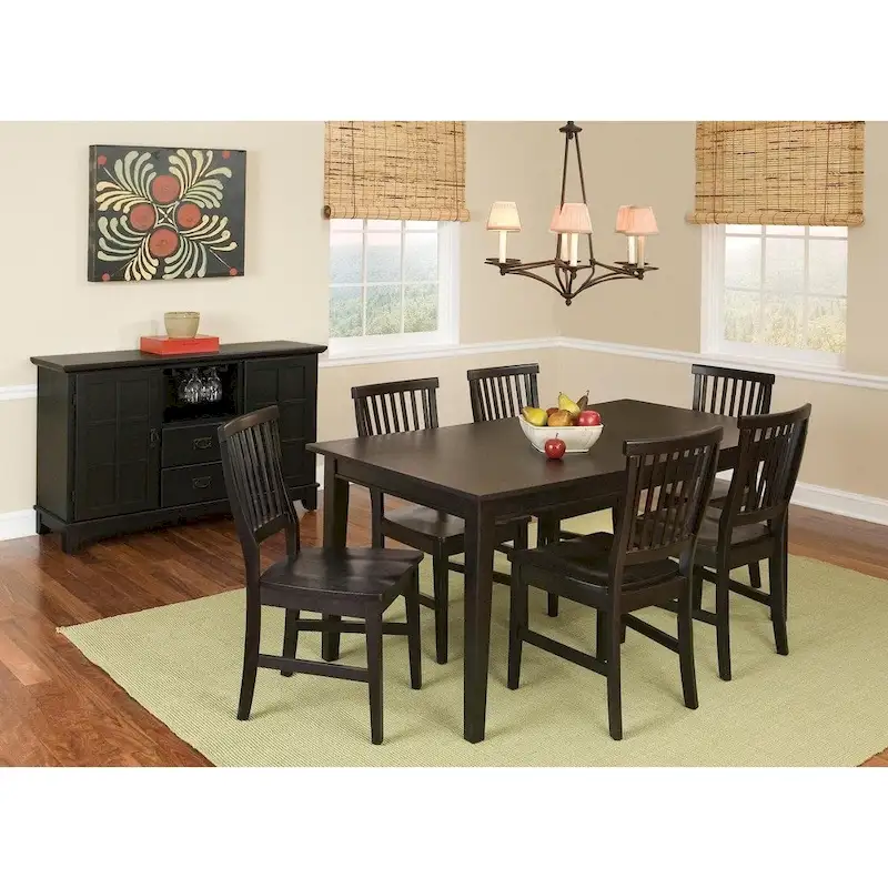 Arts & Crafts 7-piece Rectangular Dining Set with Extension Leaf by