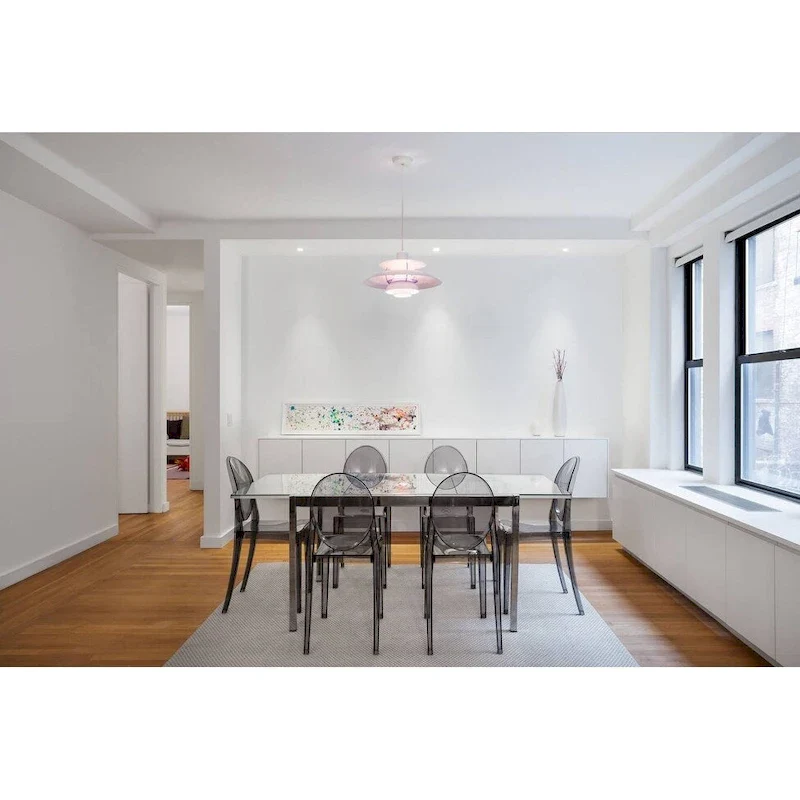 Stackable Mid Century Modern Crystal Clear Side Chairs Dining Living Room Transparent No Arms Accent Desk