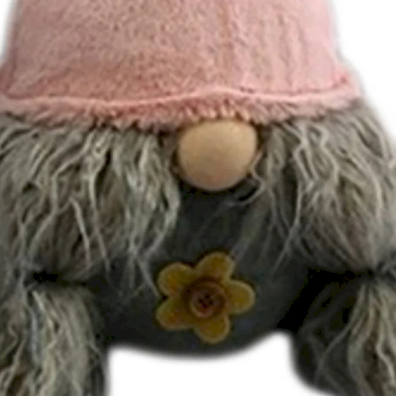 HomeRoots 19  Gray and Pink Fabric Bunny Ears Standing Gnome - 6.3' X '19.3' X '7.5