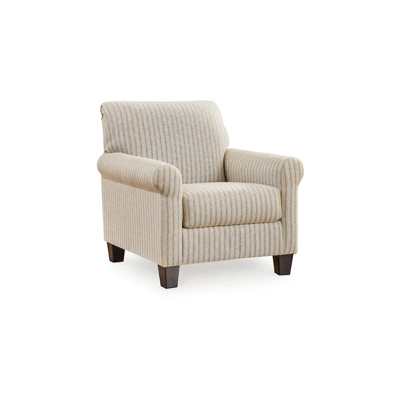 Vlea 36 Inch Accent Armchair, Striped Pattern, Sandstone Beige Polyester