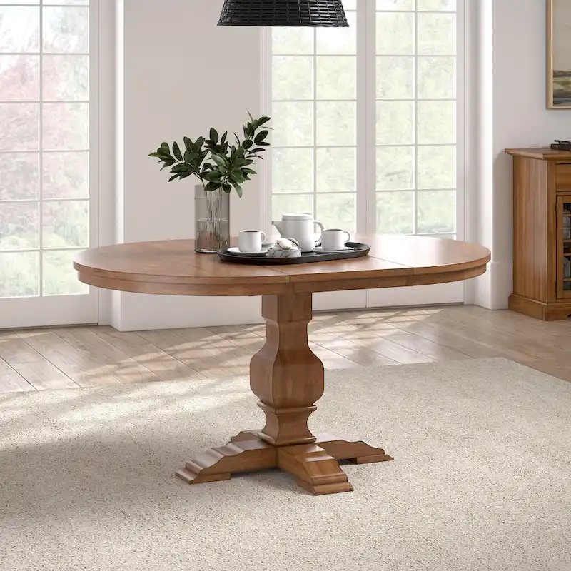 Two-Tone Oval Solid Wood Extending Dining Table
