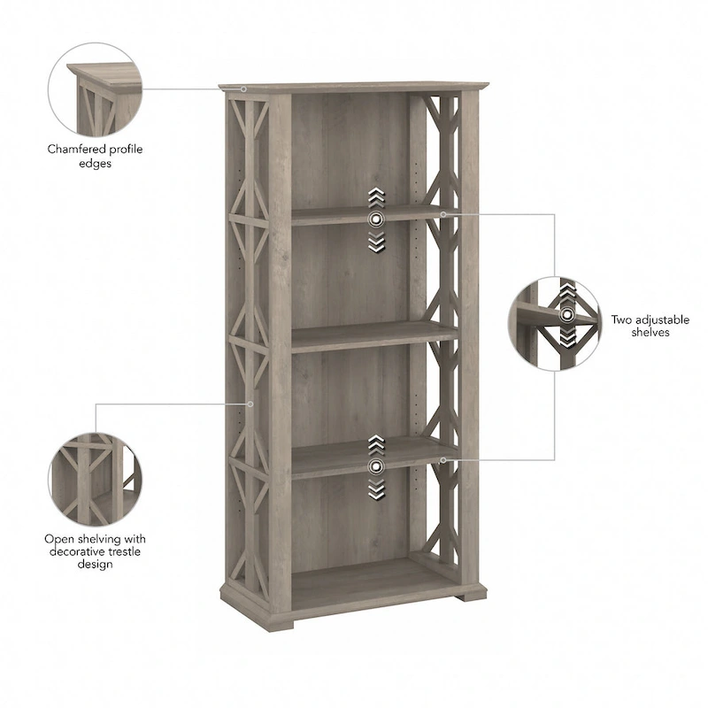 Homestead 4 Shelf Farmhouse Bookcase by Bush Furniture