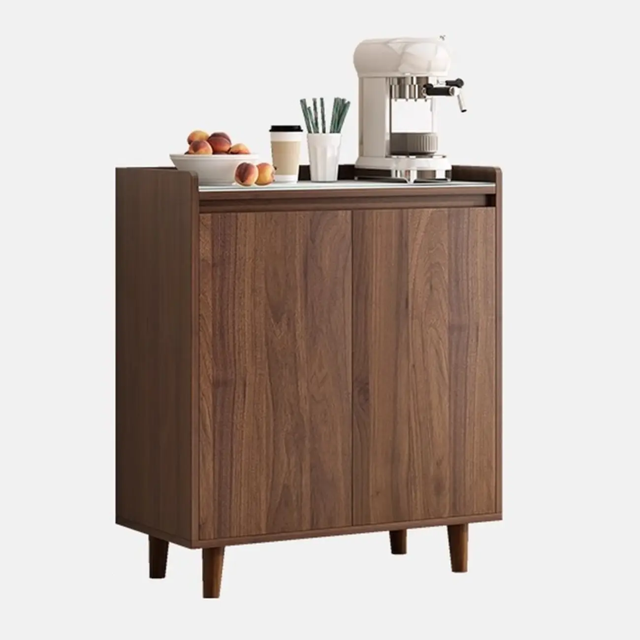 Modern Wood Sideboard with Glass Countertop