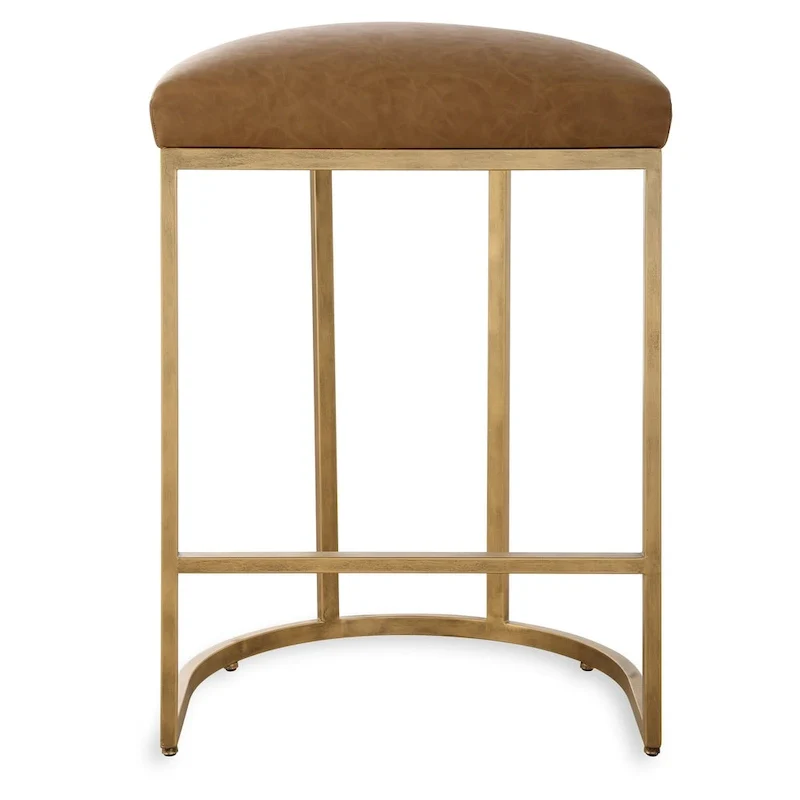 Counter Stool - Gold & Camel - Half-Moon Base