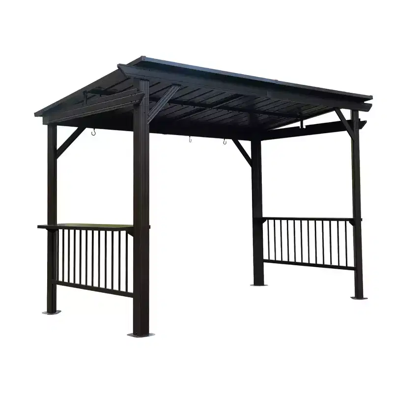 Clihome 6.5'x 12' Hardtop Grill Gazebo with Side Shelves & Hooks