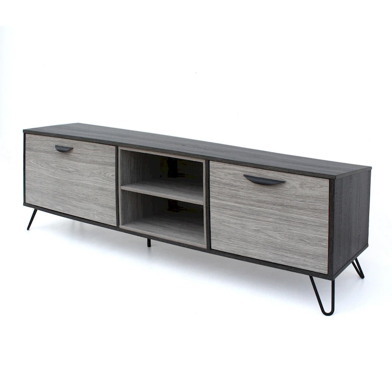 Alfie TV Media Entertainment Console Cabinet, 2 Shelves, Gray 71 Inch
