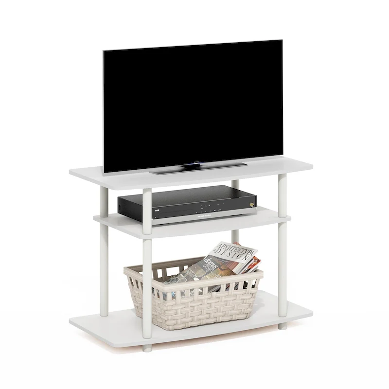 No Tools 3-Tier TV Stands, Columbia Walnut/Black