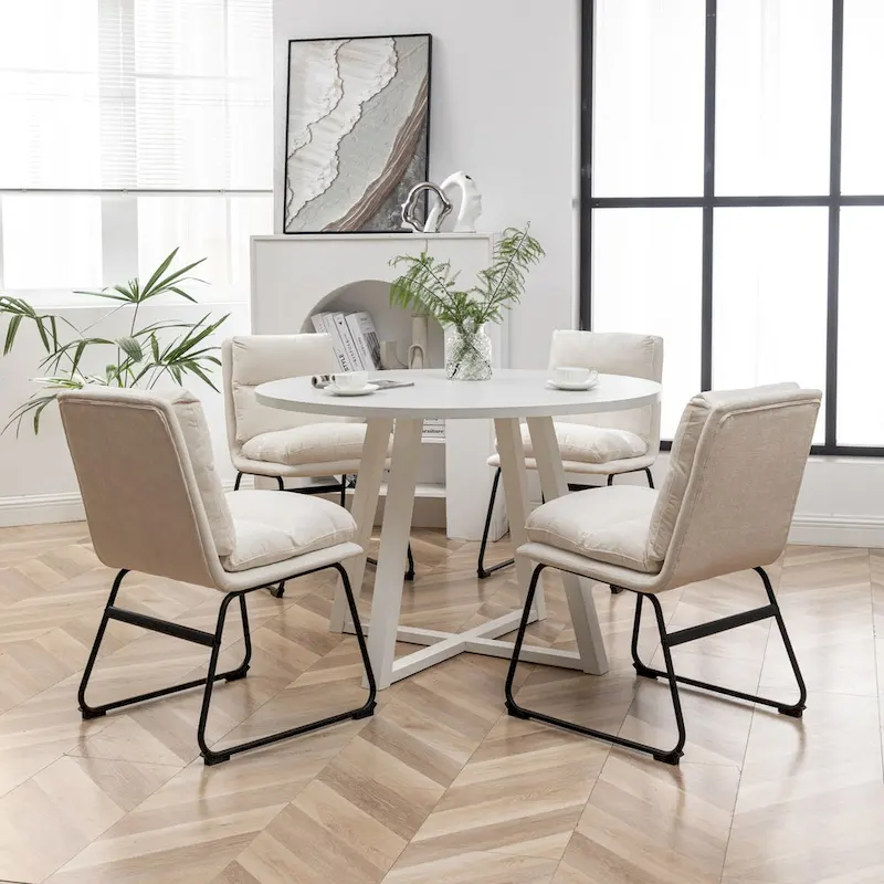 Roundhill Innes 5-Piece Round Dining Set, Trestle Table with 4 Chairs
