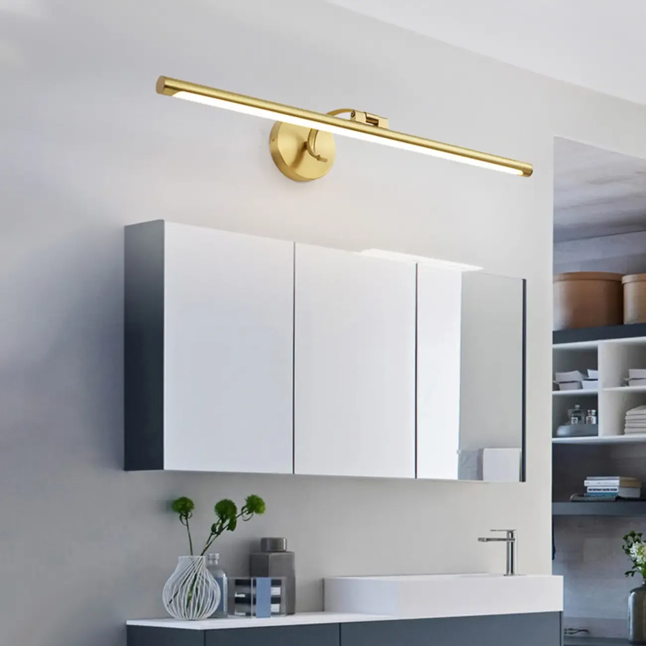 Arched Modern Gold Linear LED Vanity Light