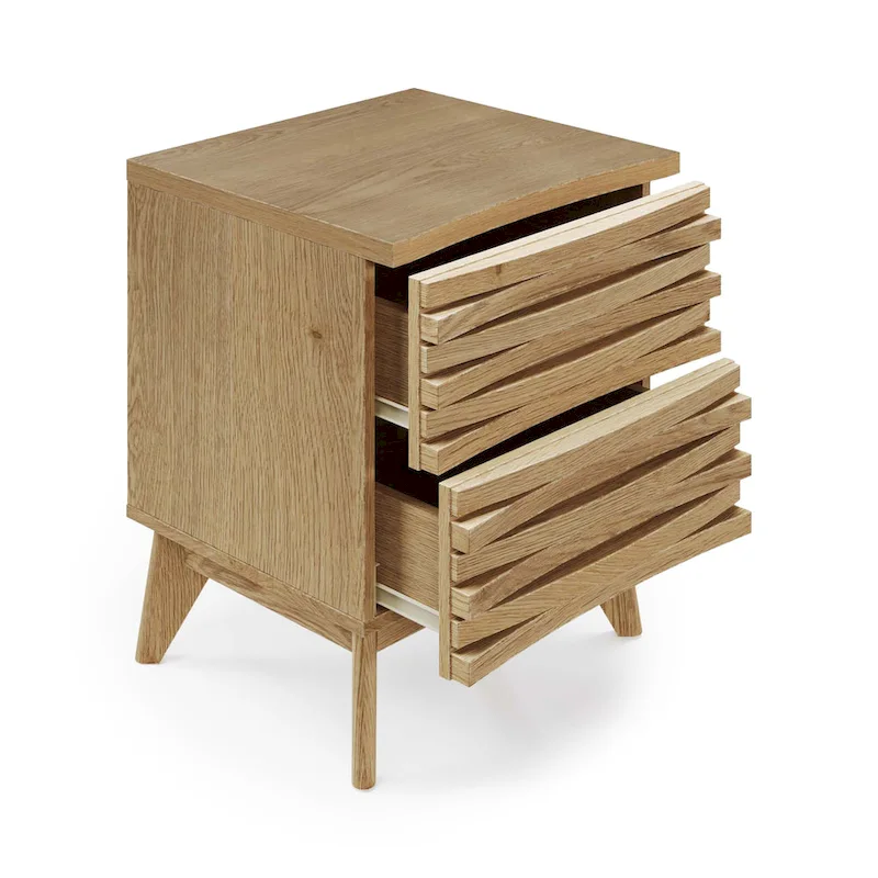 Oak Effect Zappa 2 Drawer Nightstand Bedroom Furniture