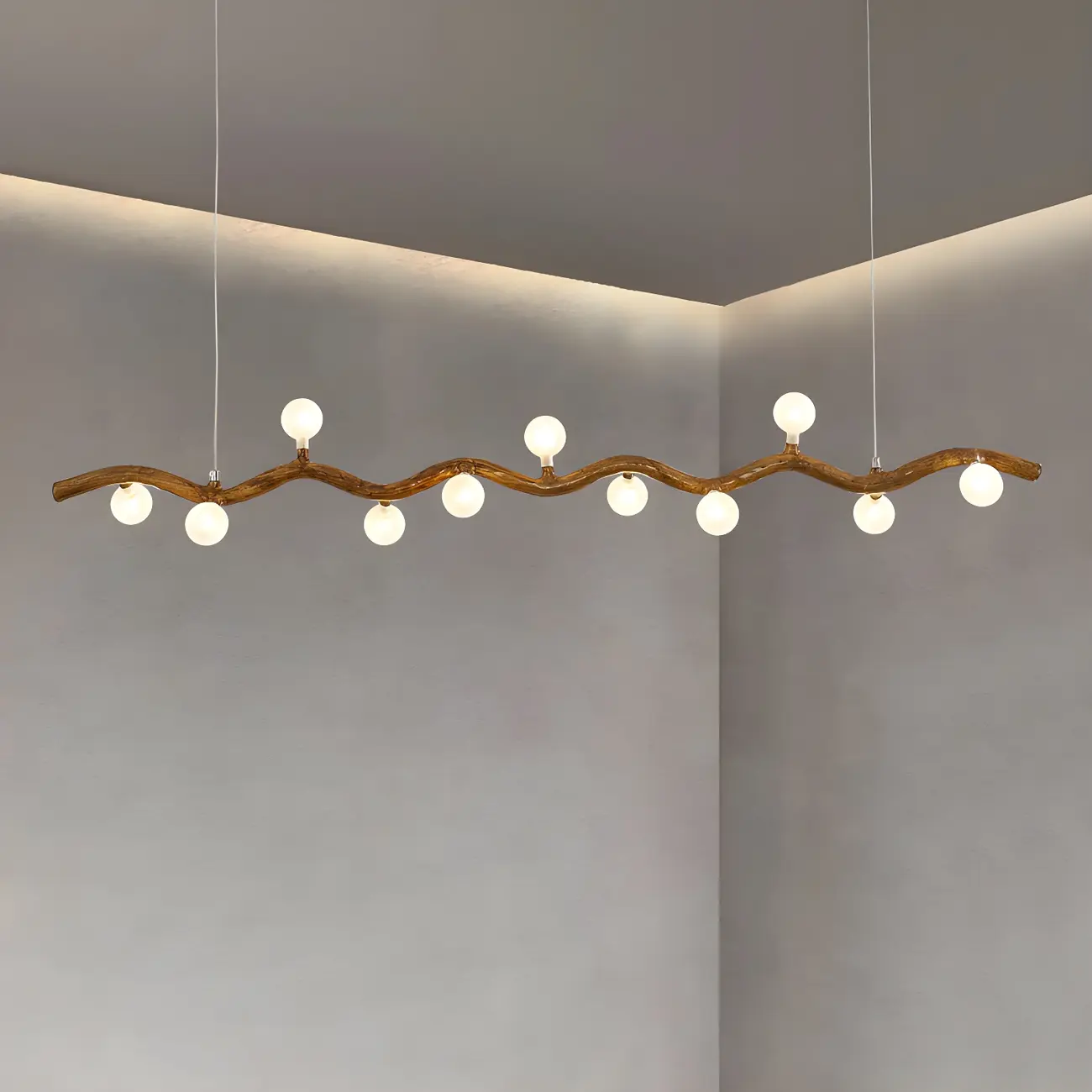Modern Brown Glass Linear Island Pendant Light
