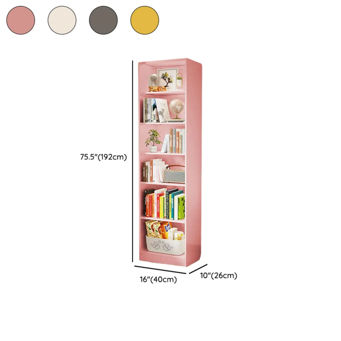Narrow White Wooden Closed Back Tall Bookshelves