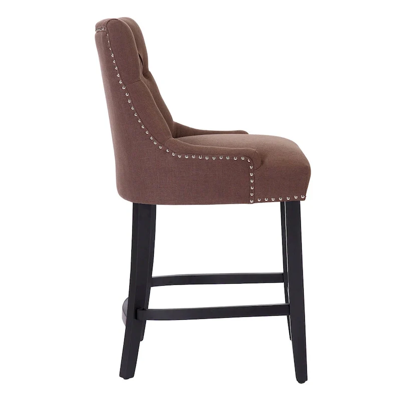 Carter 24  Upholstered Button Tufted Counter Stool, Black Legs