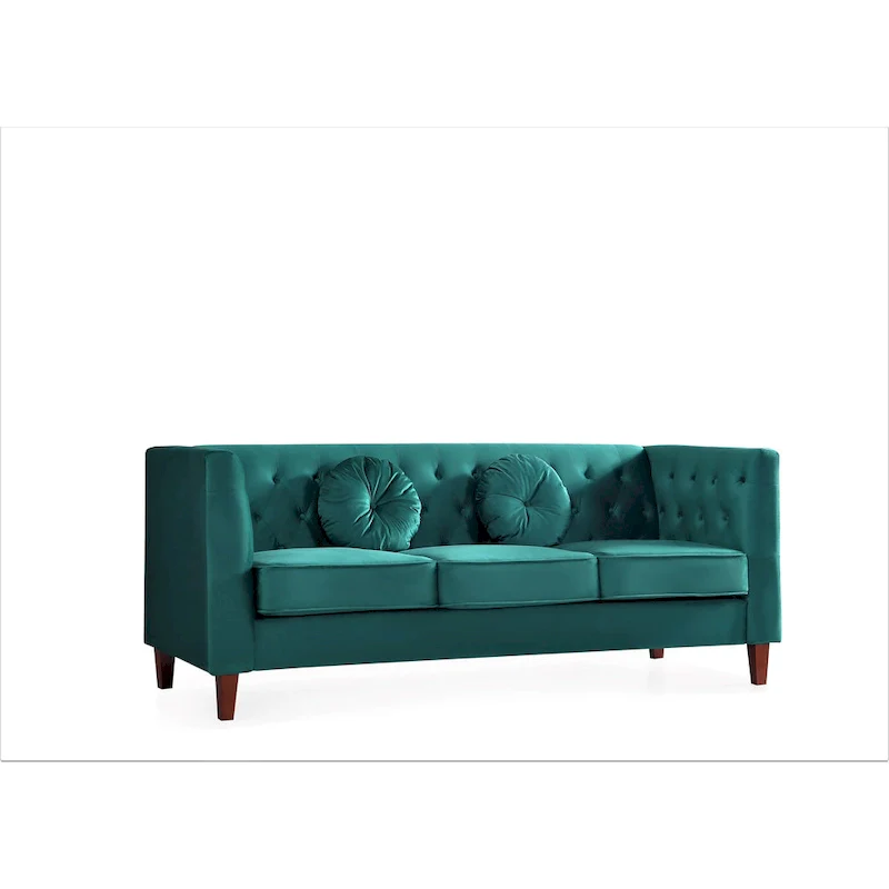 US PRIDE FURNITURE Velvet Classic Chesterfield Sofa with Wood legs