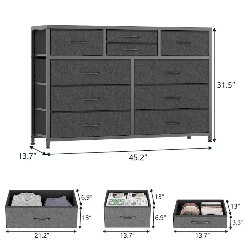 10 Drawer Dresser TV Stand - 55 inches