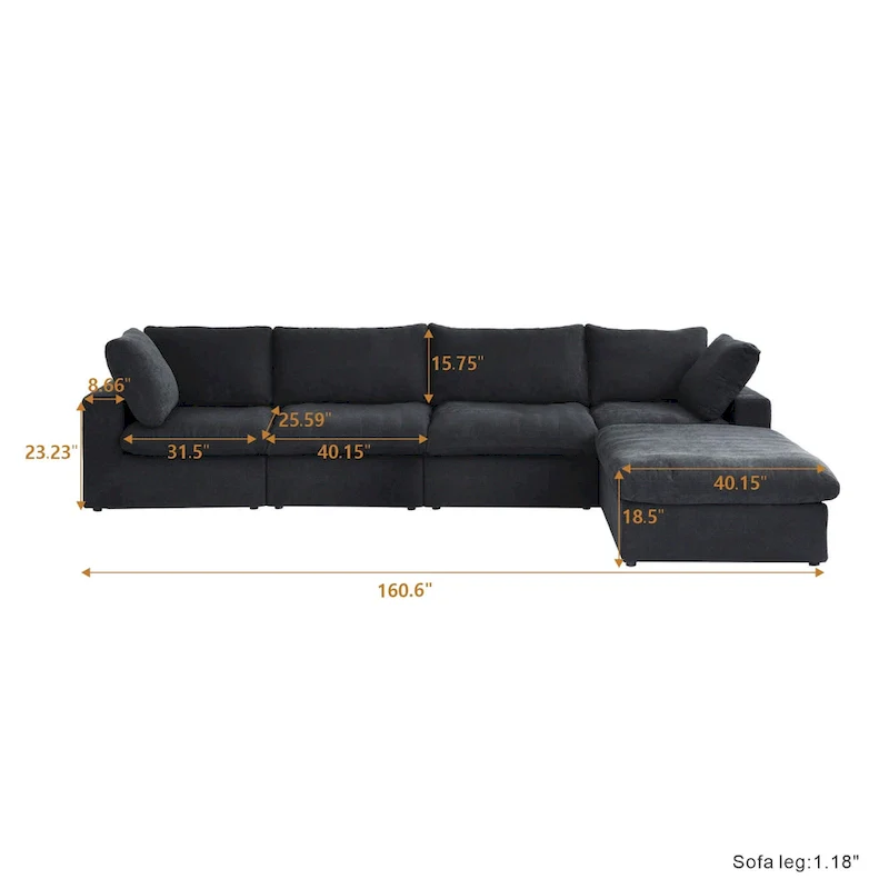 L-shape Linen Upholstered Sectional Sofa Couch