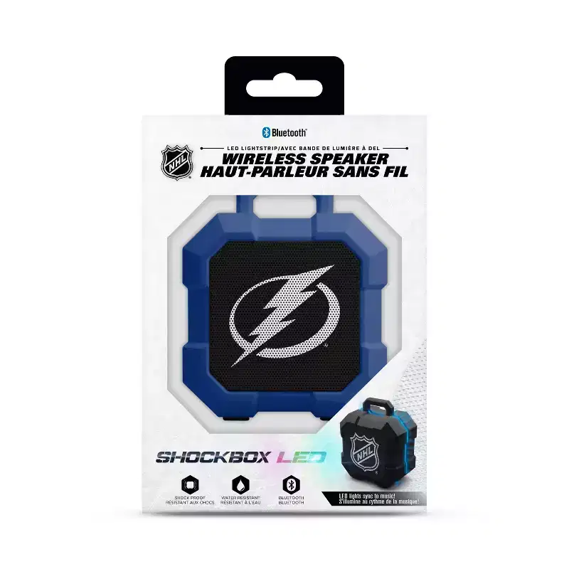 NHL Tampa Bay Lightning LED Shock Box Speaker: Bluetooth, Wireless, Rechargeable