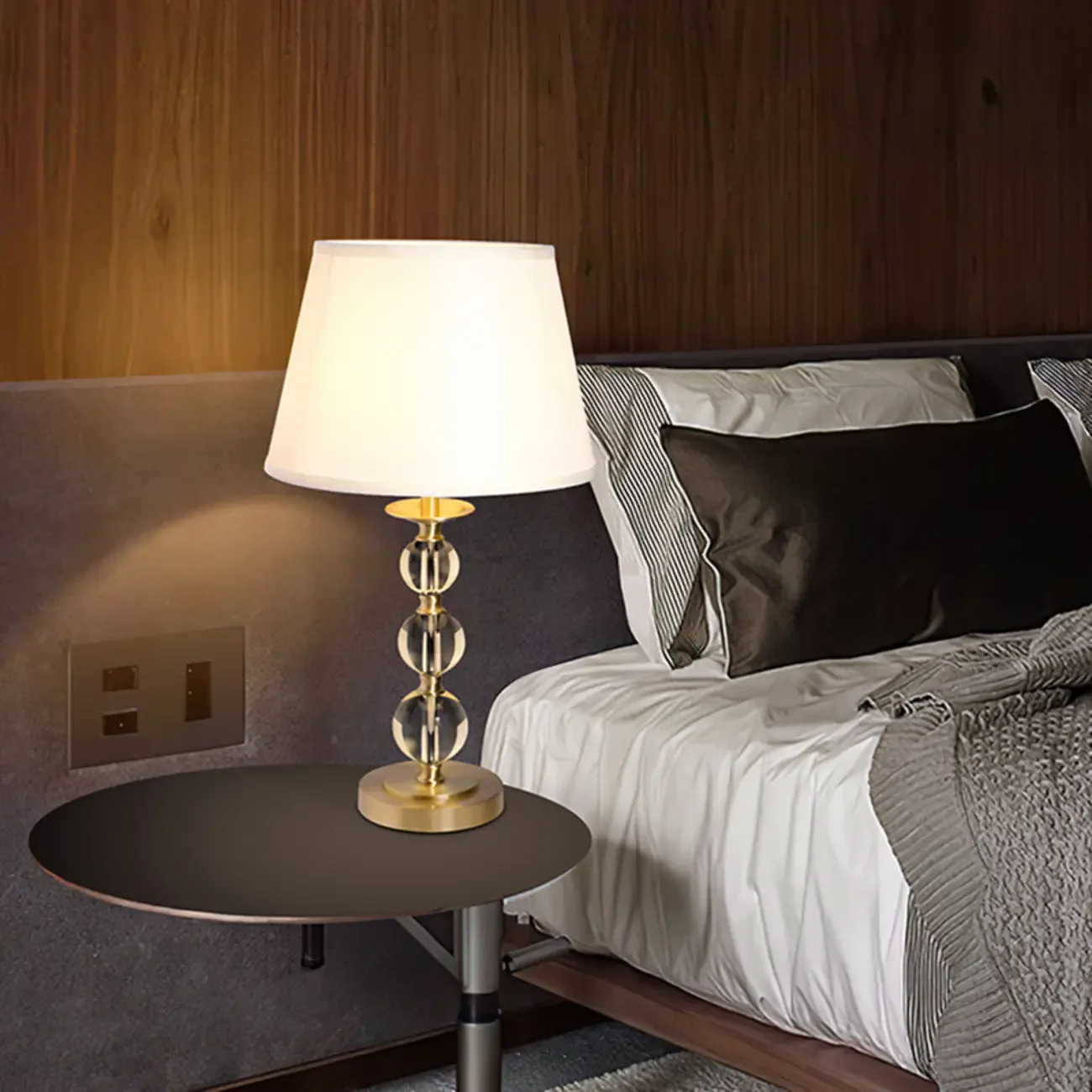 Geometric Crystal Gold Metal Table Lamp for Bedroom
