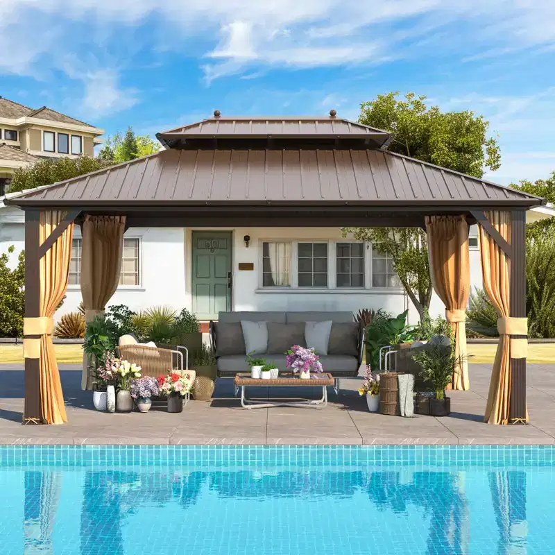 EROMMY 12 Ft. W x 16 Ft. D Metal Patio Gazebo