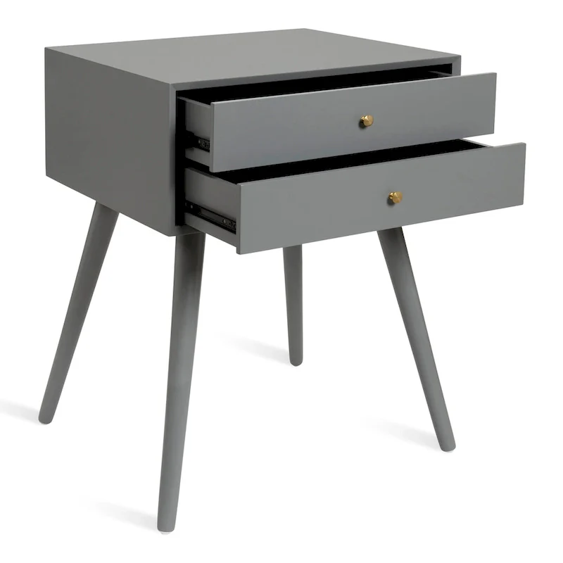 Finco Nightstand Side Table with 2 Drawers