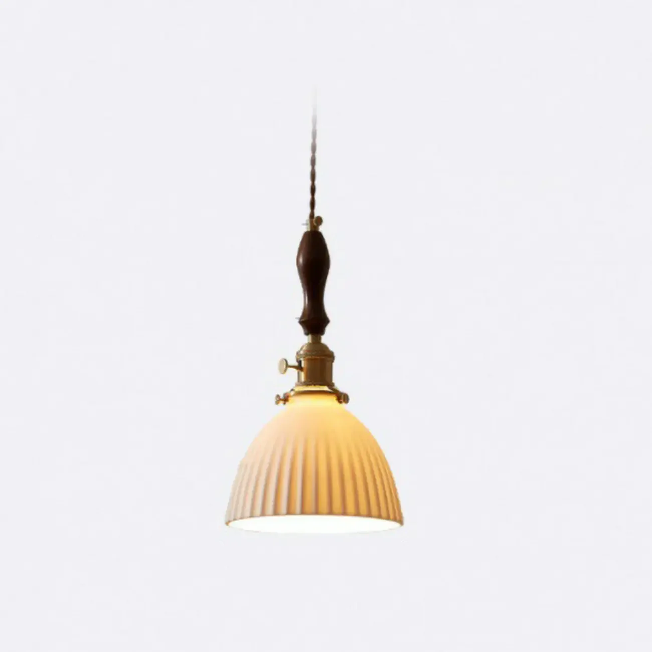 Classic White Brass Ceramic Dome Pendant Light